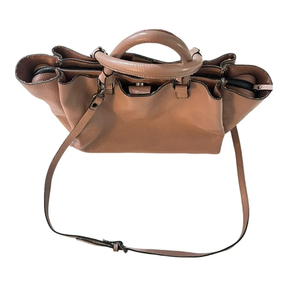 A. Bellucci Leather Blush Tan Multi-pocket Shoulder & Crossbody Handbag